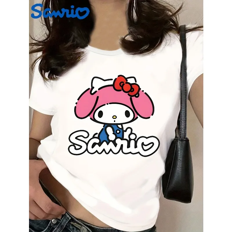 Sanrio Hello Kitty and Melody Women's Casual T-shirt Cute Cartoon Pattern Printed Round Neck T-shirt Loose Fashion Cotton Top
Sanrio Hello Kitty and Melody Women's Casual T-shirt Cute Cartoon Pattern Printed Round Neck T-shirt Loose Fashion Cotton Top