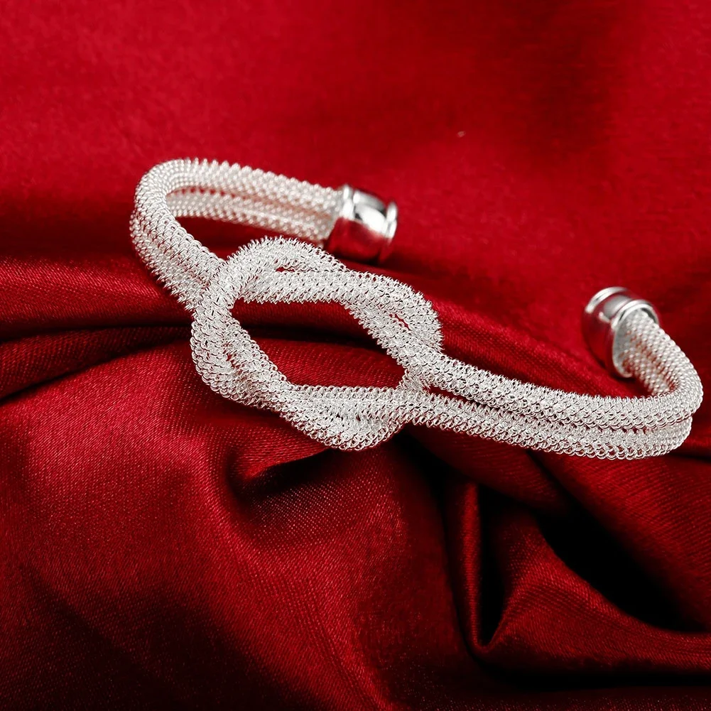 Fine 925 Sterling Silver Knotted net bangle Bracelets for Women adjustable Jewelry Fashion Party Girl student Christmas Gifts
Fine 925 Sterling Silver Knotted net bangle Bracelets for Women adjustable Jewelry Fashion Party Girl student Christmas Gifts