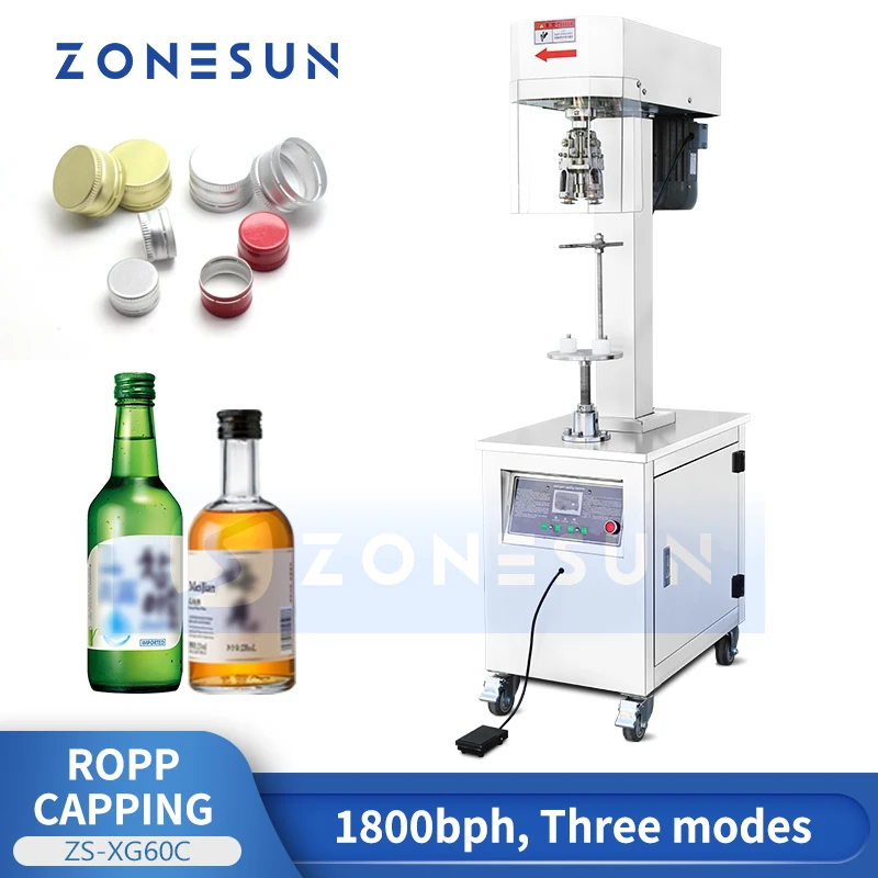 ZONESUN ZS-XG60C Semi-Automatic ROPP Capping Machine Roll On Pilfer Proof Cap Sealer