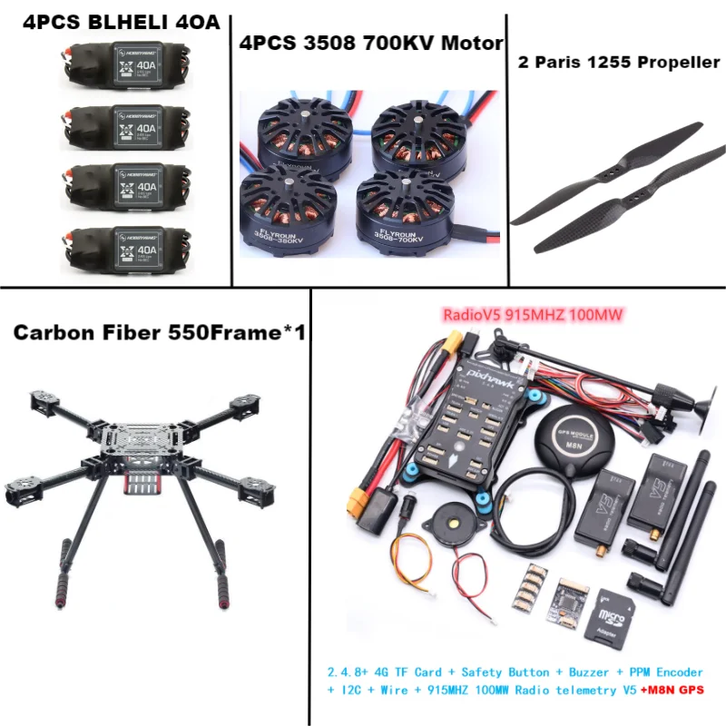 RctoSk 550 Hexa Frame PIXHAWK2.4.8 M8N Flight Control Carbon Ardupilot Radio Telemetry Quadcopter BLHELI 40A 3508 700KVMotor ESC
RctoSk 550 Hexa Frame PIXHAWK2.4.8 M8N Flight Control Carbon Ardupilot Radio Telemetry Quadcopter BLHELI 40A 3508 700KVMotor ESC
