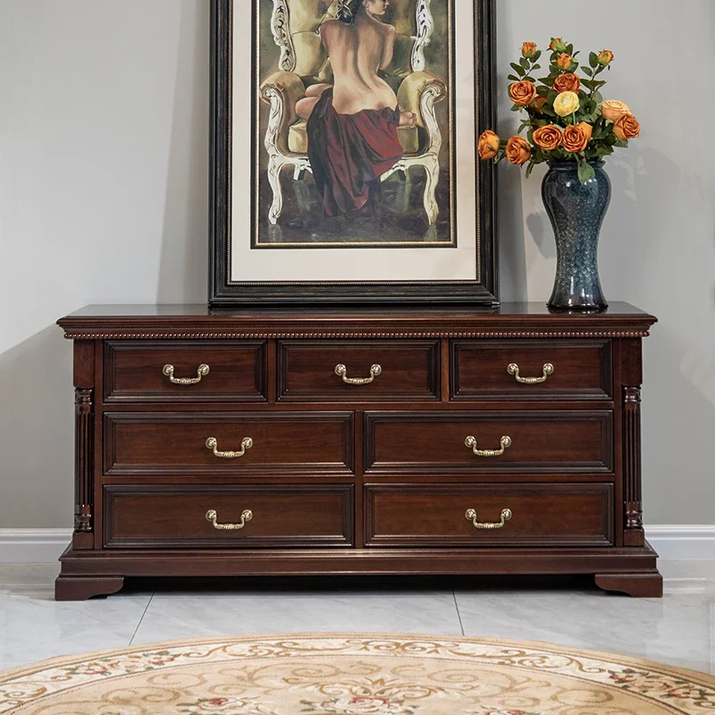 Retro living room American solid wood chest bedroom wall storage cabinet multi-layer drawer dresser integrated household
Retro living room American solid wood chest bedroom wall storage cabinet multi-layer drawer dresser integrated household