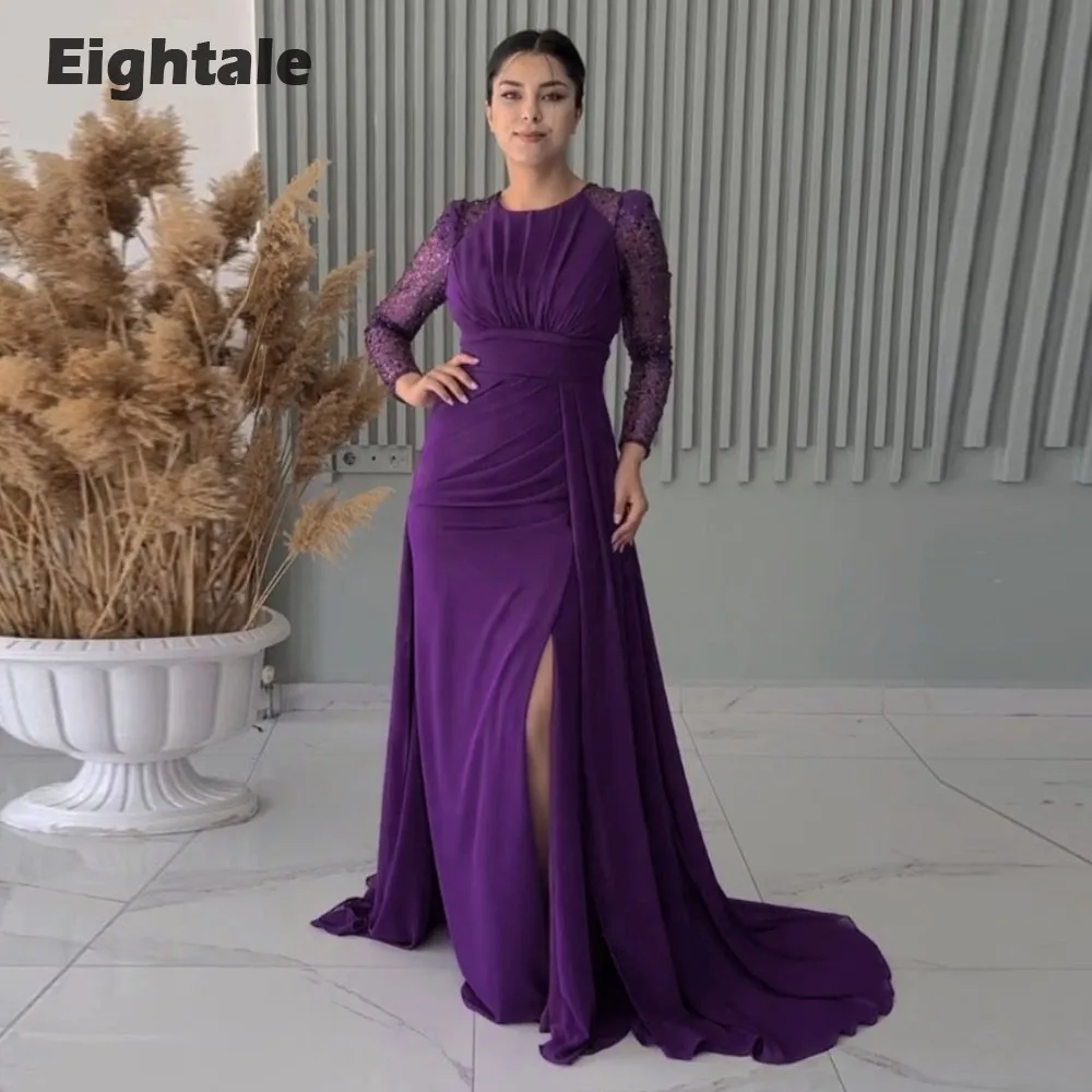 Eightale Arabic Evening Dress O-Neck Glitter Long Sleeves Chiffon Purple Formal Mermaid Prom Party Gowns Robes De Soirée
Eightale Arabic Evening Dress O-Neck Glitter Long Sleeves Chiffon Purple Formal Mermaid Prom Party Gowns Robes De Soirée