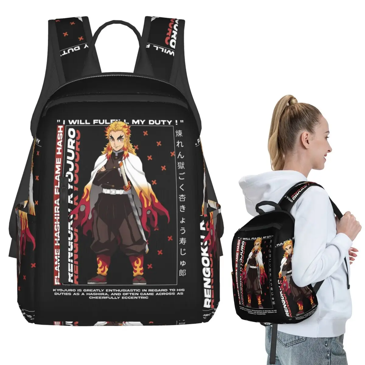Flame Hashira Backpack Student BookBag Kids School Bag Computer Shoulder Bags Men Women
Flame Hashira Backpack Student BookBag Kids School Bag Computer Shoulder Bags Men Women