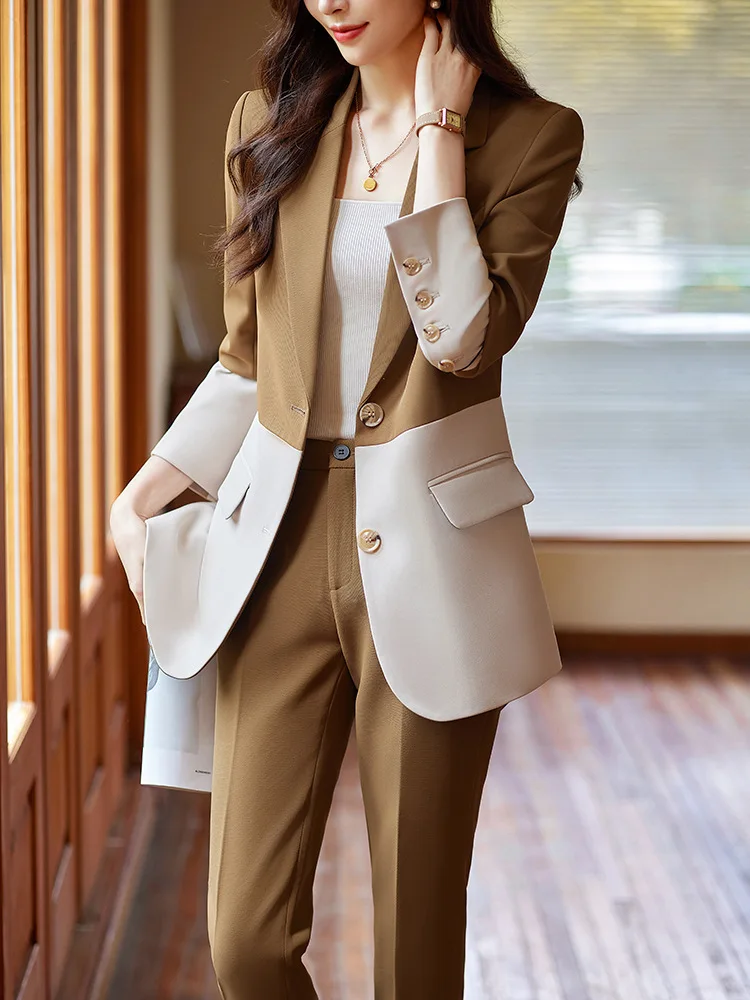 Women Pant Suits High Quality Fashion Patchwork Autumn Winter Business Work Wear Office Formal Female Blazer Jacket 2 Piece Sets
Women Pant Suits High Quality Fashion Patchwork Autumn Winter Business Work Wear Office Formal Female Blazer Jacket 2 Piece Sets