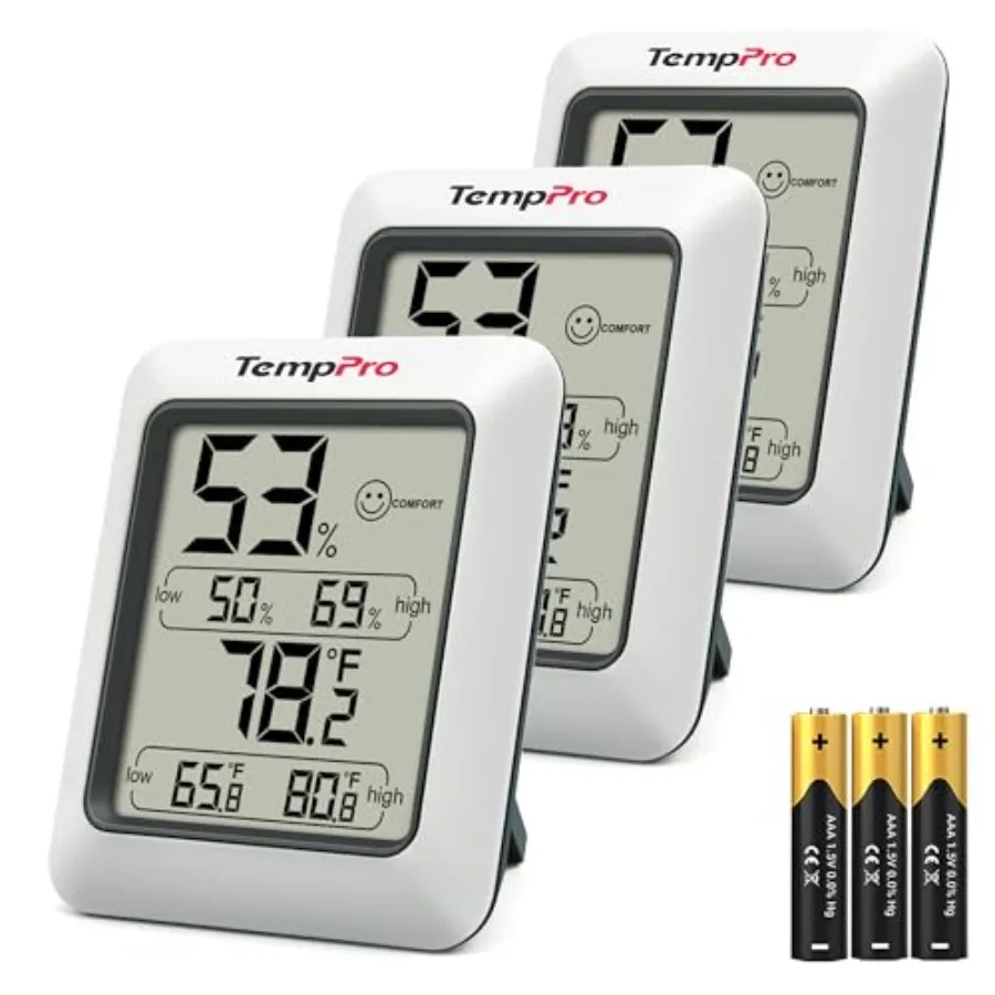 TP50 3 Pieces Digital Hygrometer Indoor Thermometer Room Thermometer and Humidity Gauge with Temperature Humidity Monitor Previ
TP50 3 Pieces Digital Hygrometer Indoor Thermometer Room Thermometer and Humidity Gauge with Temperature Humidity Monitor Previ