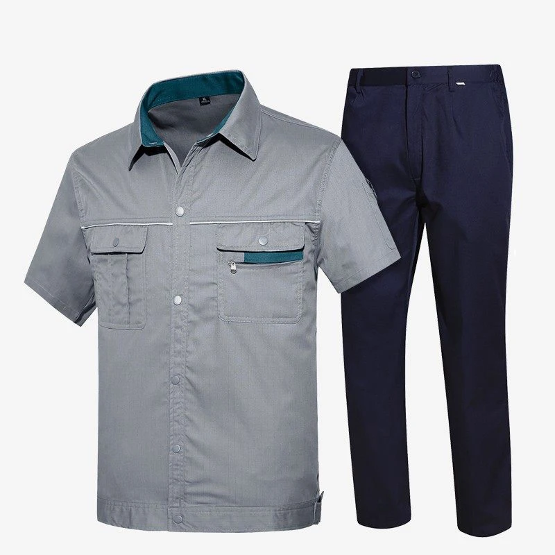Summer Work Clothes Suit Working Shirt and Pants Set with Reflective Stripes Breathable Uniforms Factory Workshop Car Repair
Summer Work Clothes Suit Working Shirt and Pants Set with Reflective Stripes Breathable Uniforms Factory Workshop Car Repair