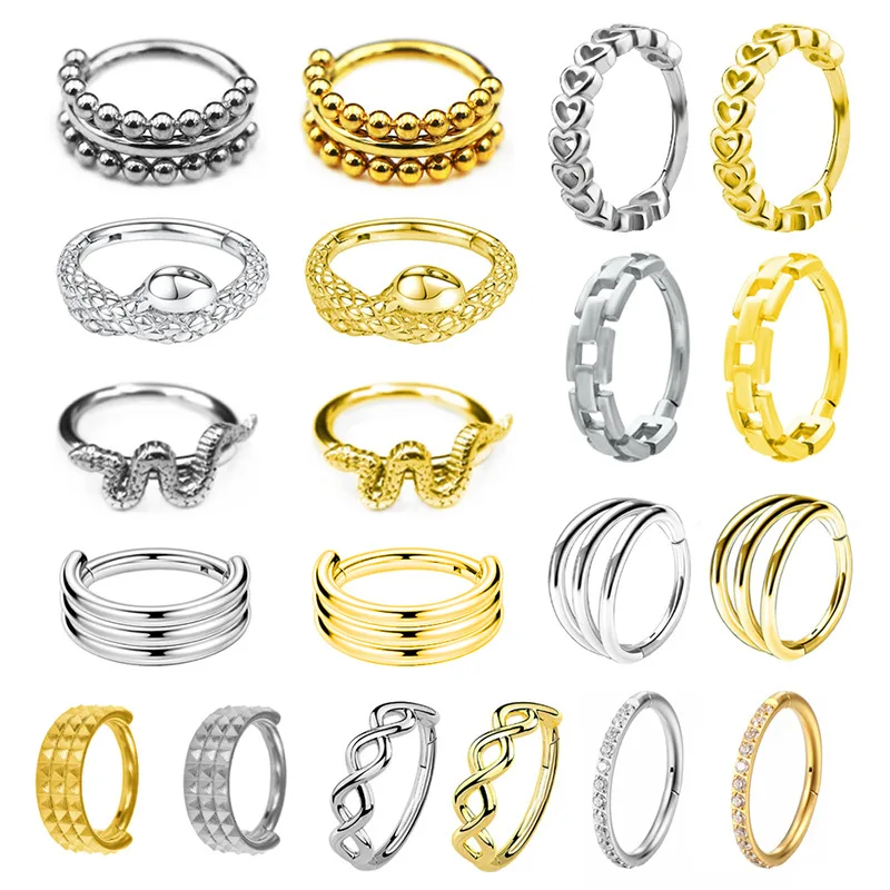 The entire body is made of 316 stainless steel, with a finely carved zircon nose ring cast in a serpentine shape
The entire body is made of 316 stainless steel, with a finely carved zircon nose ring cast in a serpentine shape