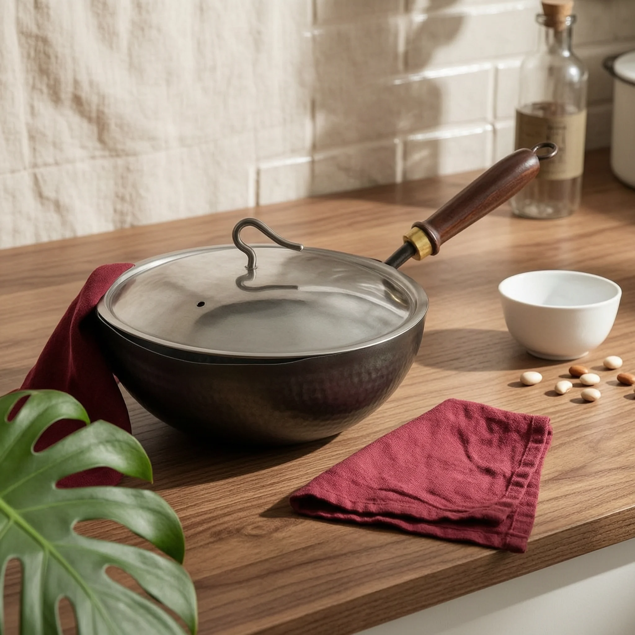Iron Wok with Lid Pre-Seasoned Hammered Iron Wok Cookware Sturdy Flat Bottom for Home Cooks, Stir Frying, High-Heat Cooking
Iron Wok with Lid Pre-Seasoned Hammered Iron Wok Cookware Sturdy Flat Bottom for Home Cooks, Stir Frying, High-Heat Cooking