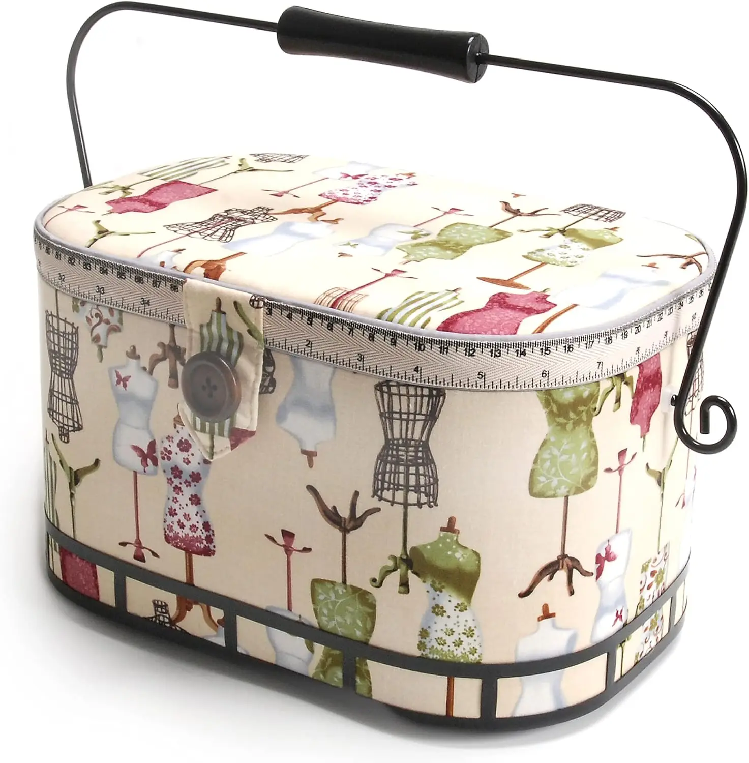 Vintage Print Large Oval Sewing Basket with Metal Handle, Lift-Out Tray & Magnetic Snap
Vintage Print Large Oval Sewing Basket with Metal Handle, Lift-Out Tray & Magnetic Snap