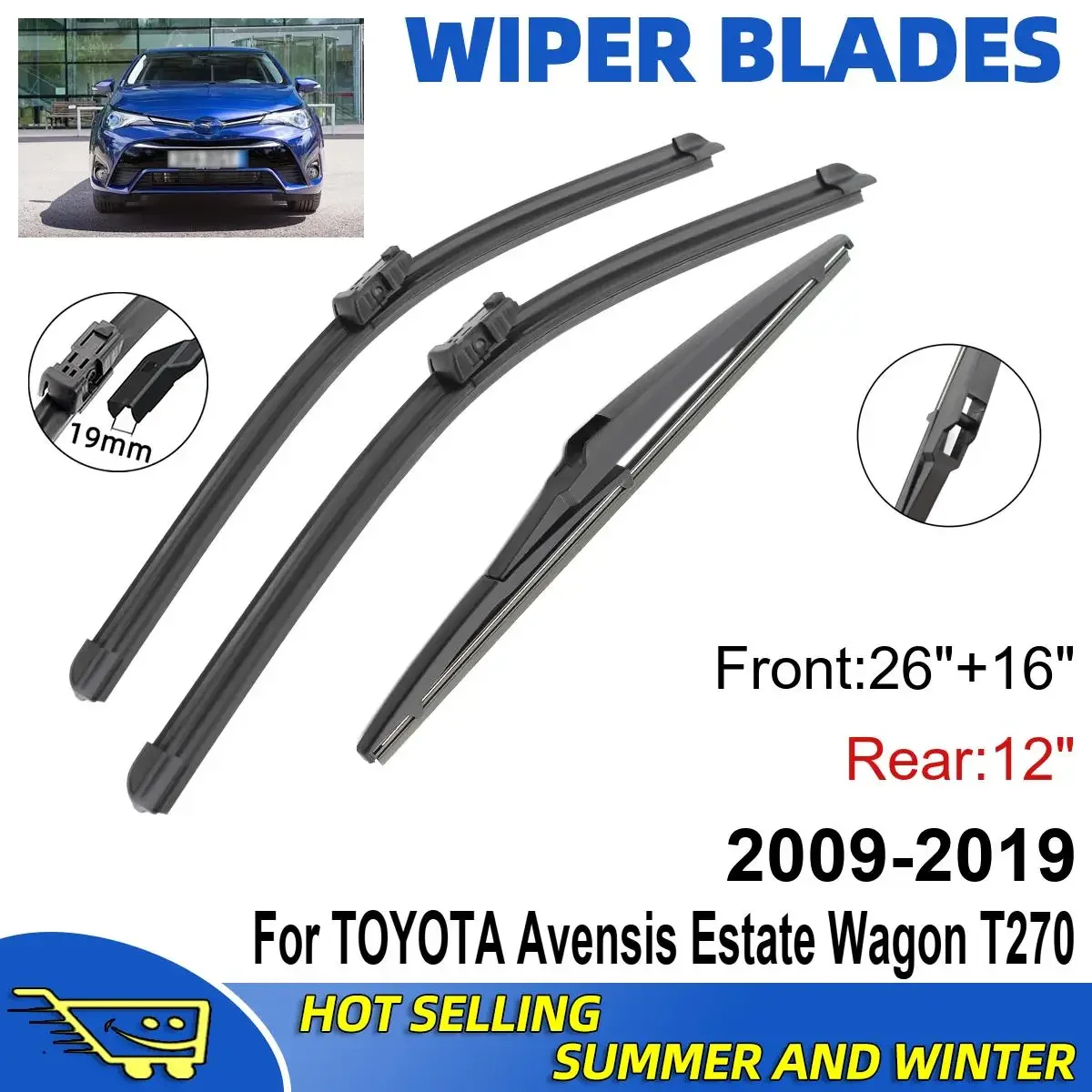 3PCS For TOYOTA Avensis Estate 2009-2019 26" + 16"+ 12" Car Wiper Blades Windshield Wipers Double Rubber Car Accessories
3PCS For TOYOTA Avensis Estate 2009-2019 26" + 16"+ 12" Car Wiper Blades Windshield Wipers Double Rubber Car Accessories