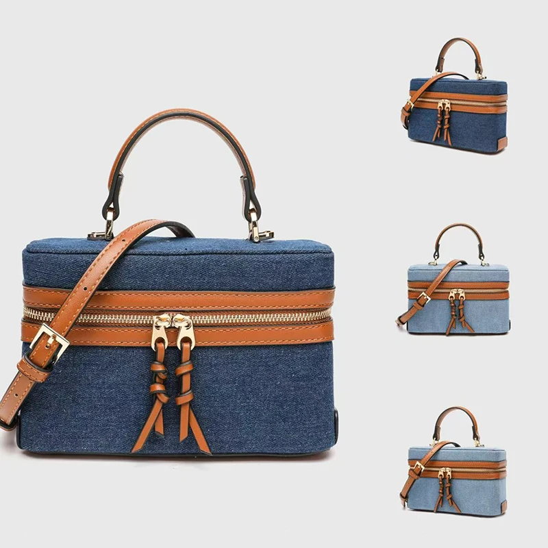 Designer Denim Lunch Box Bag,Women Crossbody Bucket Shoulder Bag,Versatile Casual Color Contrast Cosmetics Storage Handbag
Designer Denim Lunch Box Bag,Women Crossbody Bucket Shoulder Bag,Versatile Casual Color Contrast Cosmetics Storage Handbag