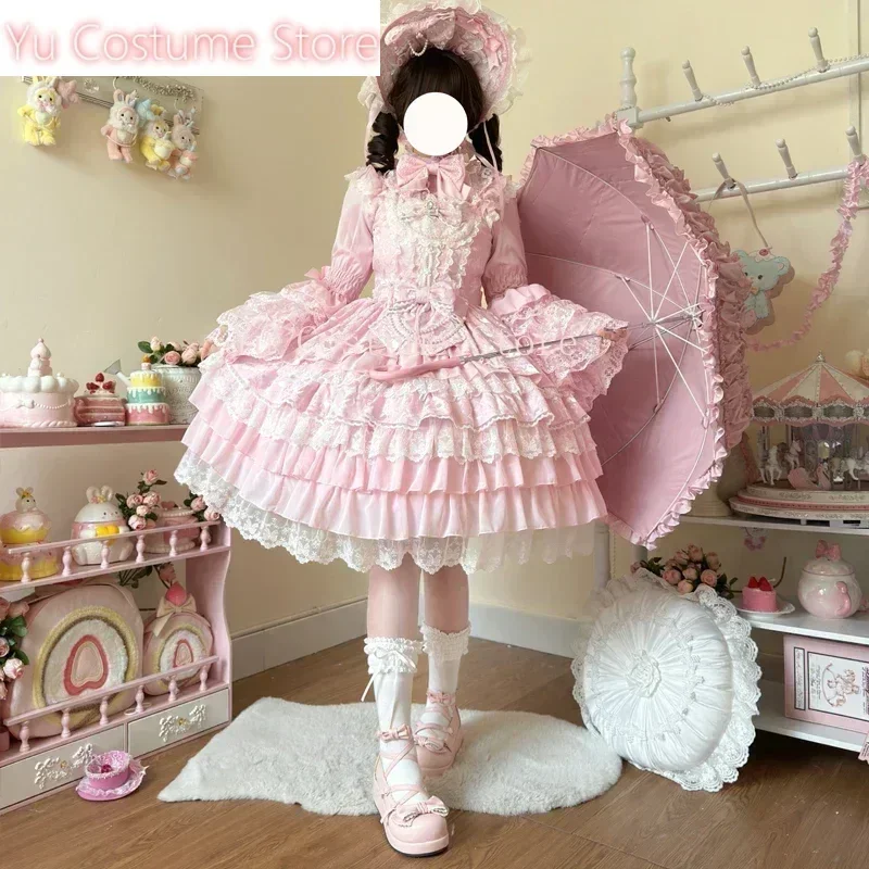 Yu Girls Pink Lolita Dress Set Gorgeous Flower Marriage Princess Lace Bow Jsk Suspender Dress Flare Sleeve Shirt Women Outfit
Yu Girls Pink Lolita Dress Set Gorgeous Flower Marriage Princess Lace Bow Jsk Suspender Dress Flare Sleeve Shirt Women Outfit