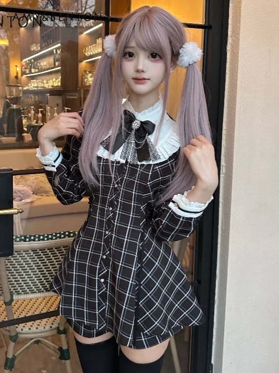 Japanese Mine Series Long Sleeve Plaid Lolita Set Subculture Stand Collar Bow Slim Mini Dress Shorts Mass Production Outfits
Japanese Mine Series Long Sleeve Plaid Lolita Set Subculture Stand Collar Bow Slim Mini Dress Shorts Mass Production Outfits