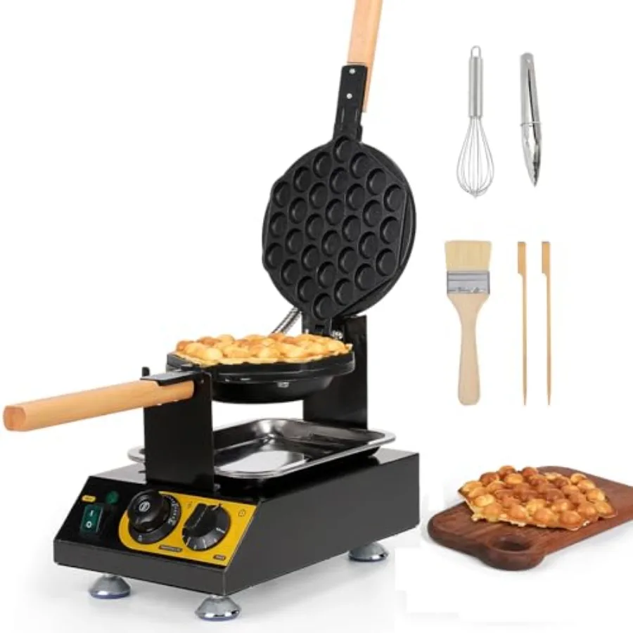 Commercial Bubble Waffle Maker 1400W Non-stick Egg Waffle Machine with Crumb Tray 30 Egg Cones Hong Kong Style Rotating 180 Bub
Commercial Bubble Waffle Maker 1400W Non-stick Egg Waffle Machine with Crumb Tray 30 Egg Cones Hong Kong Style Rotating 180 Bub