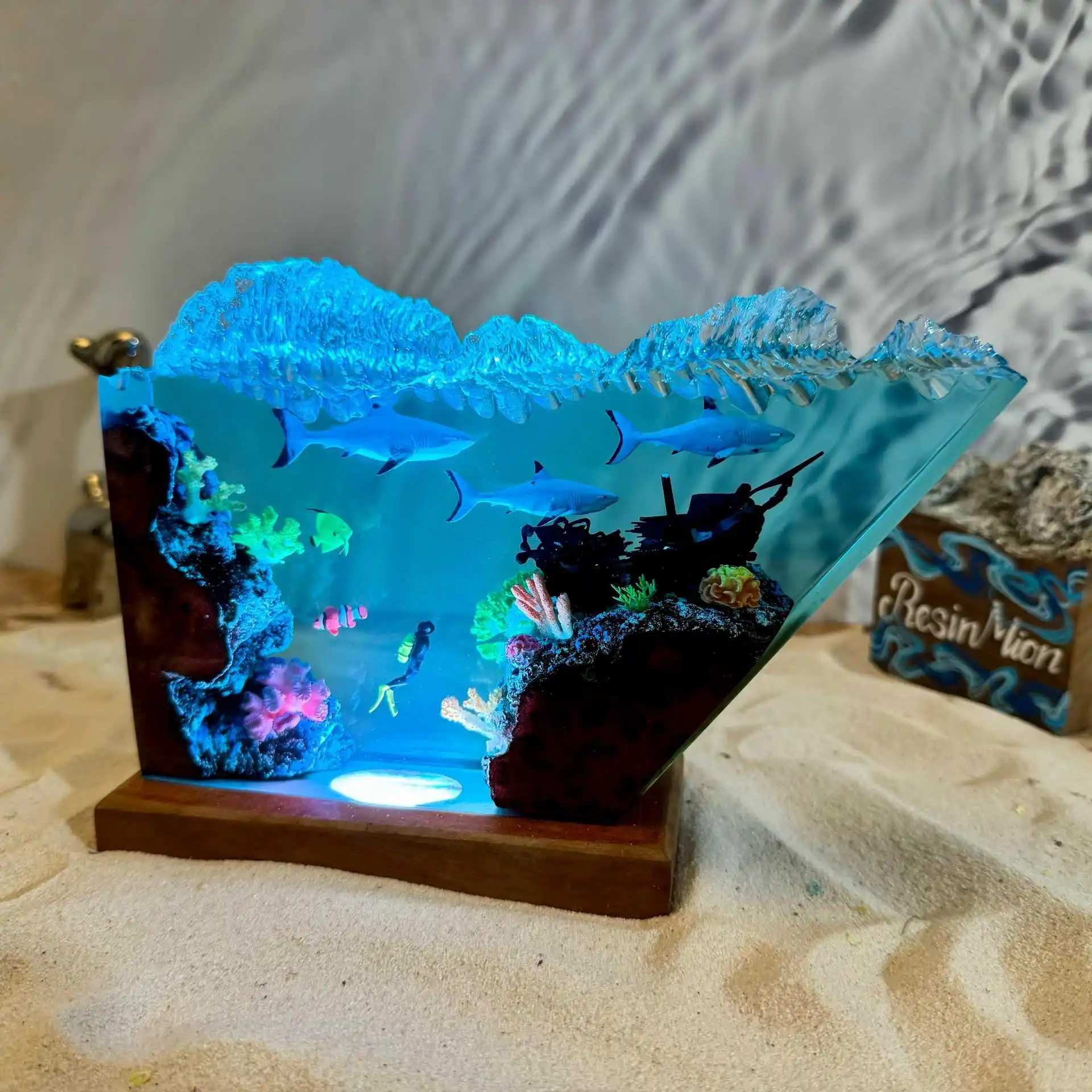 8X5 Inches Aquatic World Micro Home Art Decorative Craft Diving Suit and Shark Epoxy Resin Lamp Set Creative Gift
8X5 Inches Aquatic World Micro Home Art Decorative Craft Diving Suit and Shark Epoxy Resin Lamp Set Creative Gift
