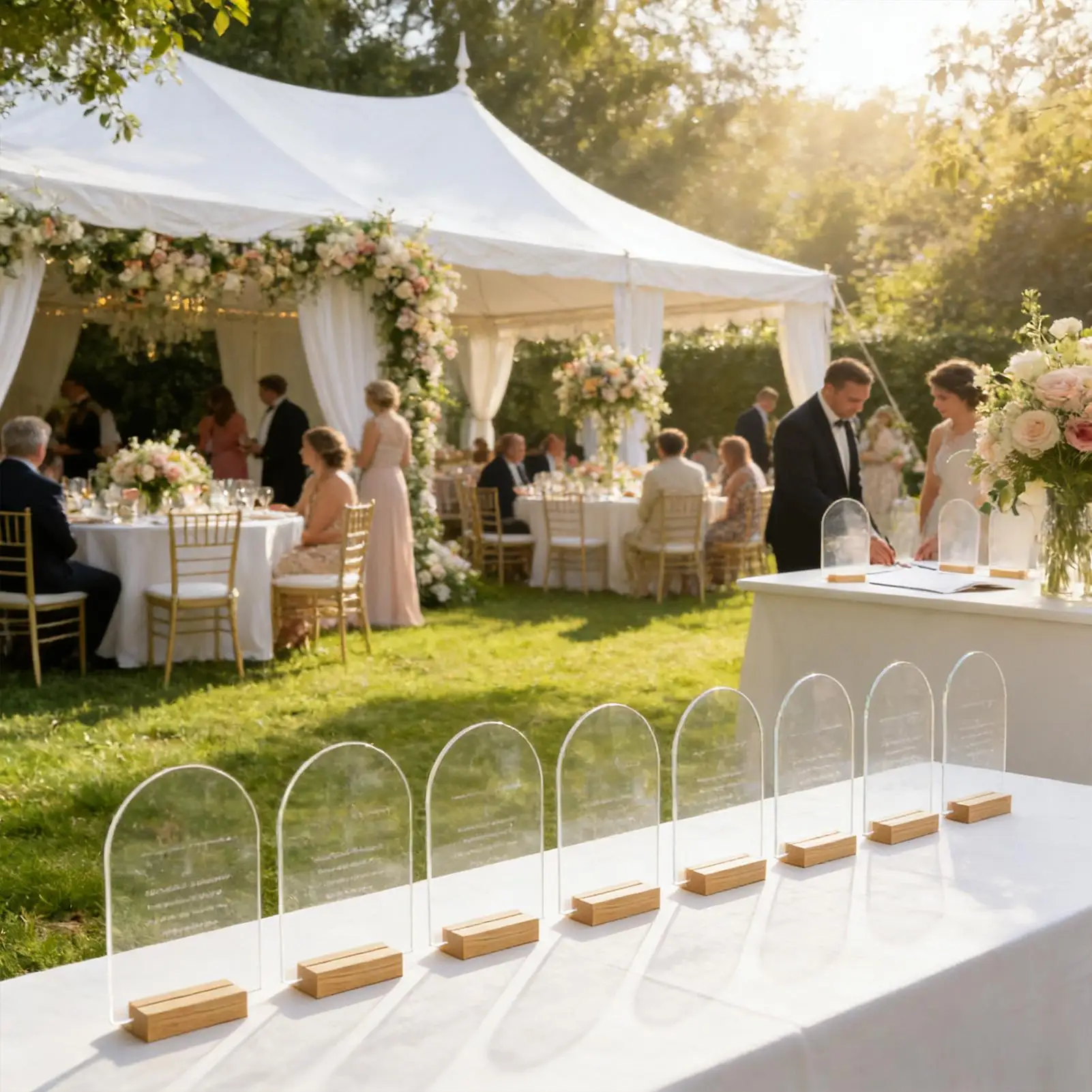 10Pcs/Set Blank Clear Arch Acrylic Sign With Wooden Stands Round Top Acrylic Sheet DIY Name Card Gifts Event Party Sign Decor
10Pcs/Set Blank Clear Arch Acrylic Sign With Wooden Stands Round Top Acrylic Sheet DIY Name Card Gifts Event Party Sign Decor