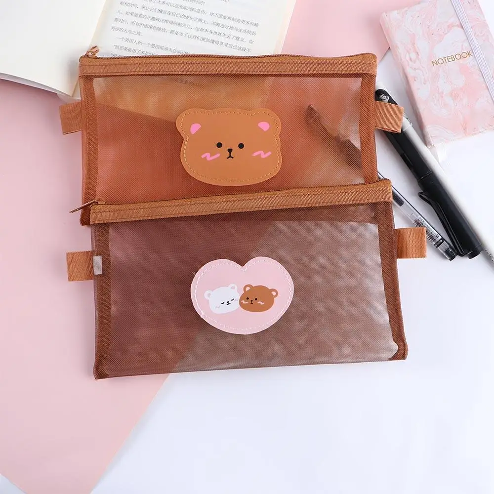 Transparent Mesh Pencil Case Pouches Cute Bear Brown Stationery Student Pencil Bag Large Capacity Storage Kawaii Bag
Transparent Mesh Pencil Case Pouches Cute Bear Brown Stationery Student Pencil Bag Large Capacity Storage Kawaii Bag