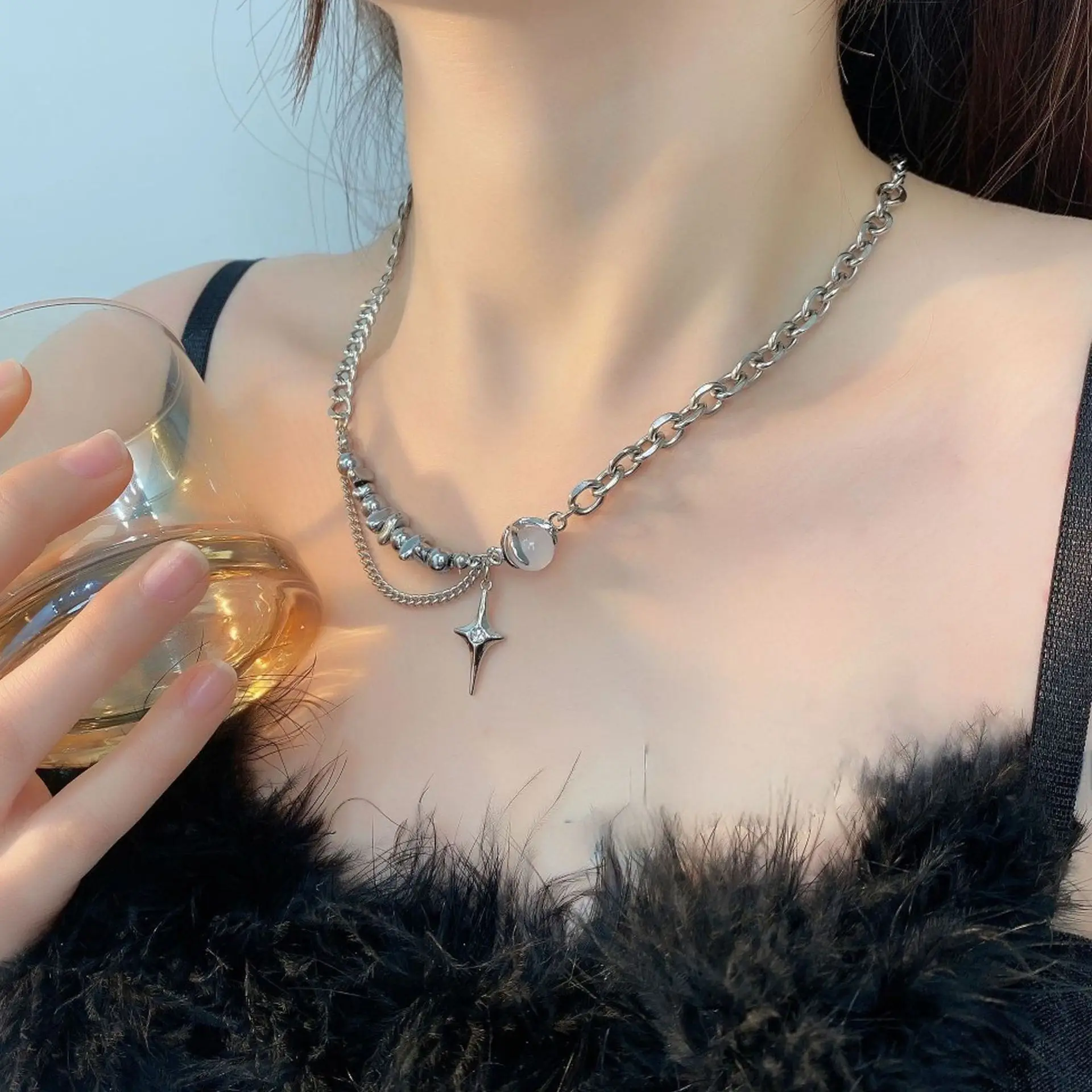 DUTRIEUX Zircon Cross Star Beaded Necklace New-Gothic Men Chain Star Pendant Necklaces Y2K Hiphop Star Tassel Choker Necklaces
DUTRIEUX Zircon Cross Star Beaded Necklace New-Gothic Men Chain Star Pendant Necklaces Y2K Hiphop Star Tassel Choker Necklaces