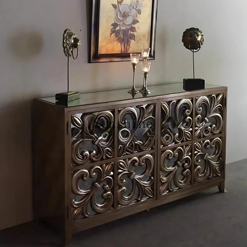 French retro entrance is opposite the door, living room is hollowed out against the wall, carved mirror decorative cabinet
French retro entrance is opposite the door, living room is hollowed out against the wall, carved mirror decorative cabinet