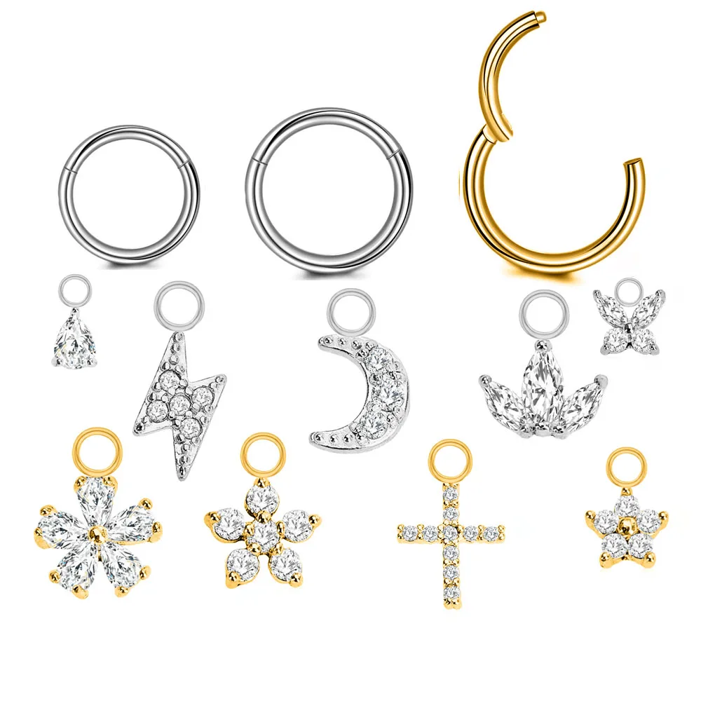 Flower Moon Cross Lightning Hoop Earring Teardrop Drop Daith Conch Clicker Segment Rings Marquise CZ Rook Jewelry 16G 18G 20G
Flower Moon Cross Lightning Hoop Earring Teardrop Drop Daith Conch Clicker Segment Rings Marquise CZ Rook Jewelry 16G 18G 20G