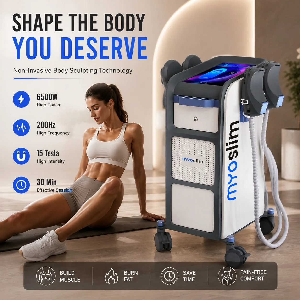 Neo EMS RF Body Sculpt Machine 6500W 15Tes Professional Muscle Stimulation Fat Reduction Body Slimming Equipment CE Certified
Neo EMS RF Body Sculpt Machine 6500W 15Tes Professional Muscle Stimulation Fat Reduction Body Slimming Equipment CE Certified