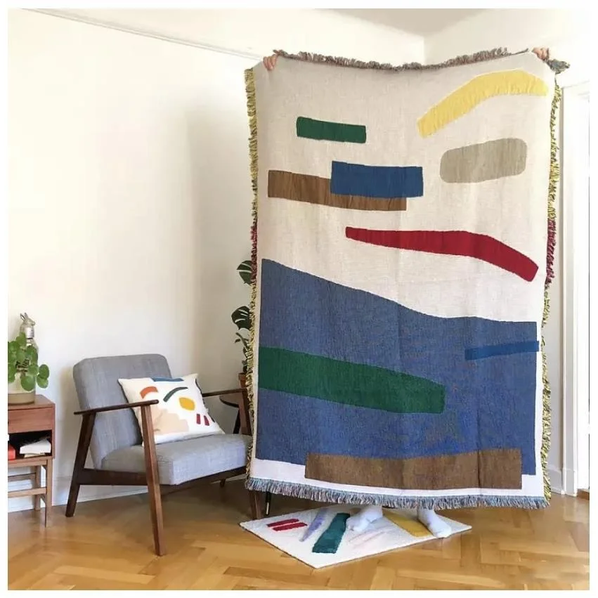 Abstract Geometric Jacquard Throw Blanket Bohemian Retro Color Block Woven Tapestry Mid-Century Modern Art Fringe Sofa Cover
Abstract Geometric Jacquard Throw Blanket Bohemian Retro Color Block Woven Tapestry Mid-Century Modern Art Fringe Sofa Cover