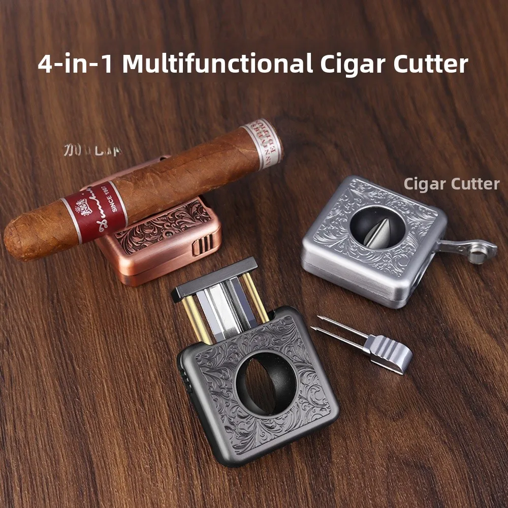 Multi-Functional Cigar Scissors Four-In-One Cigar Cutter Cigar Holder Cigar V-Cut Cigar Knife Retro Cigar Tool
Multi-Functional Cigar Scissors Four-In-One Cigar Cutter Cigar Holder Cigar V-Cut Cigar Knife Retro Cigar Tool