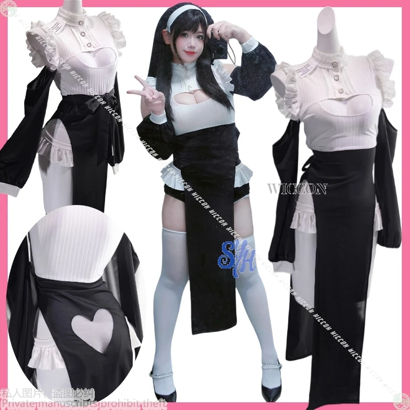 Sexy Nun Uniform Black Heart Lace Lingerie Dress Lolita Slit Skirt Jirai Kei Girls Cos Anime Halloween Party Night Club Cosplay
Sexy Nun Uniform Black Heart Lace Lingerie Dress Lolita Slit Skirt Jirai Kei Girls Cos Anime Halloween Party Night Club Cosplay