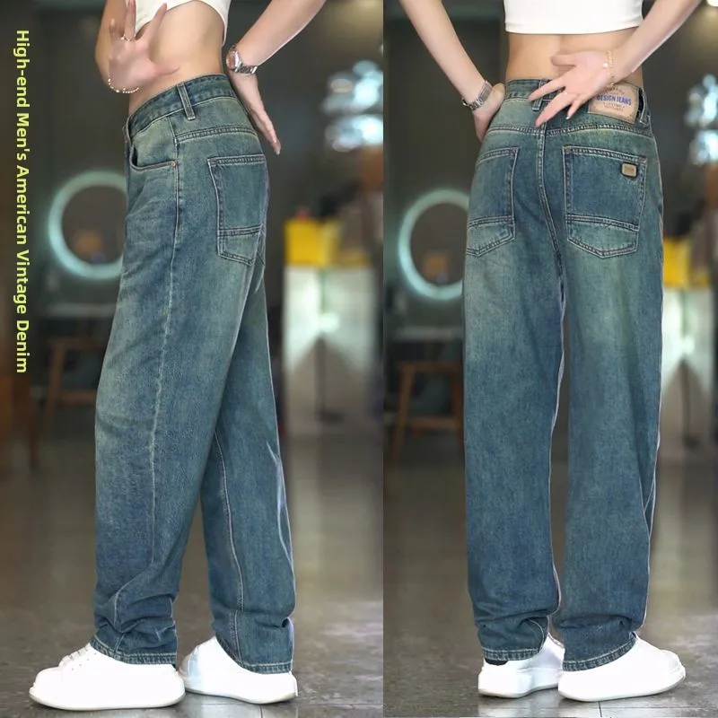 American Style Wide Leg Men's Jeans Straight Cut Heavy Washed Retro High Street Floor Length Trousers Autumn 2024 Casual Cotton
American Style Wide Leg Men's Jeans Straight Cut Heavy Washed Retro High Street Floor Length Trousers Autumn 2024 Casual Cotton