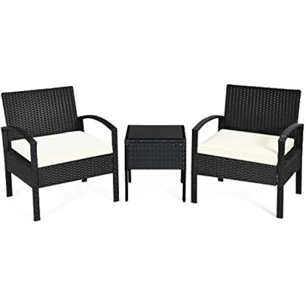 3 Piece Patio Furniture Set with 2 Cushioned Chairs & End Table, 1, Black
3 Piece Patio Furniture Set with 2 Cushioned Chairs & End Table, 1, Black