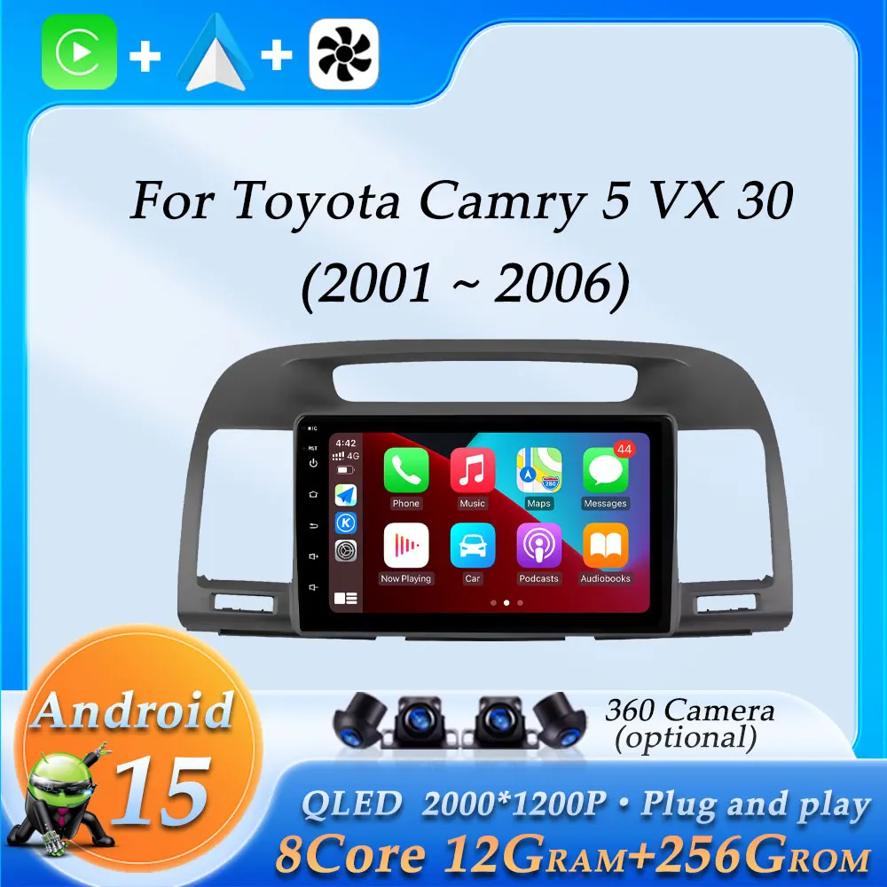 Беспроводной CarPlay для Toyota Camry 5 VX 30 2001-2006 Автомобильный радиоприемник Мультимедийный видео-аудиоплеер GPS-навигация DSP Стерео BT WiFi
Беспроводной CarPlay для Toyota Camry 5 VX 30 2001-2006 Автомобильный радиоприемник Мультимедийный видео-аудиоплеер GPS-навигация DSP Стерео BT WiFi