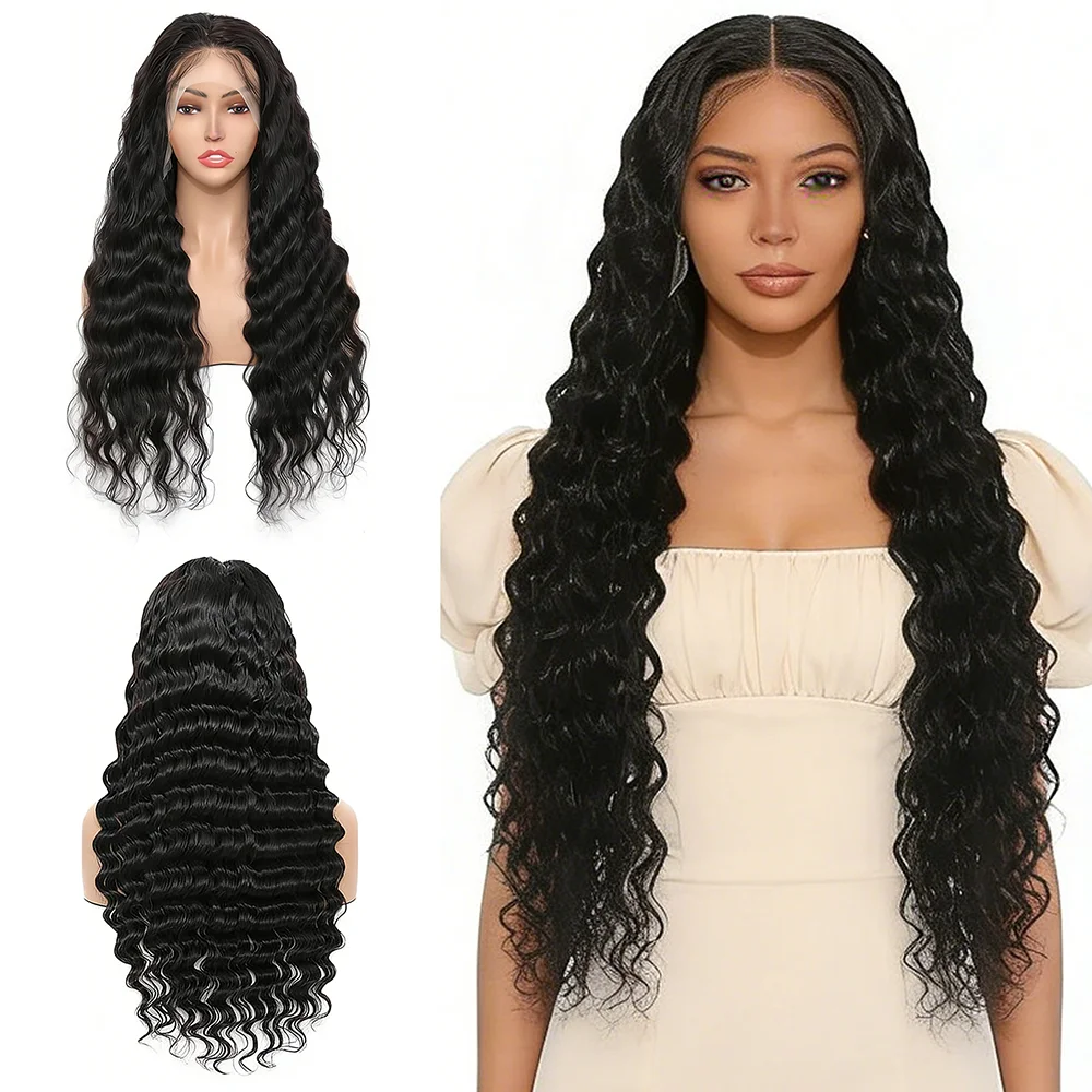 Black 13x4 Lace Front Wig Long Loose Deep Wave Natural Hairline Glueless Heat Resistant Synthetic Wig For Women Daily Cosplay
Black 13x4 Lace Front Wig Long Loose Deep Wave Natural Hairline Glueless Heat Resistant Synthetic Wig For Women Daily Cosplay