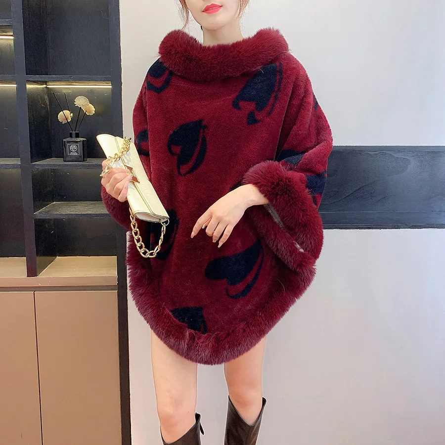 Модное теплое мягкое плюшевое шерстяное пончо из искусственного меха Love жаккардовый пуловер с утолщенной подкладкой шаль женское осенне-зимнее пальто плащ
Модное теплое мягкое плюшевое шерстяное пончо из искусственного меха Love жаккардовый пуловер с утолщенной подкладкой шаль женское осенне-зимнее пальто плащ