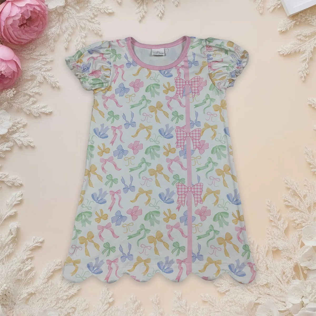 Baby Girl Colorful Bows Print Ruffles Scallop Knee Length Dresses Children Clothing Summer Toddler Cotton Clothes Wholesale
Baby Girl Colorful Bows Print Ruffles Scallop Knee Length Dresses Children Clothing Summer Toddler Cotton Clothes Wholesale