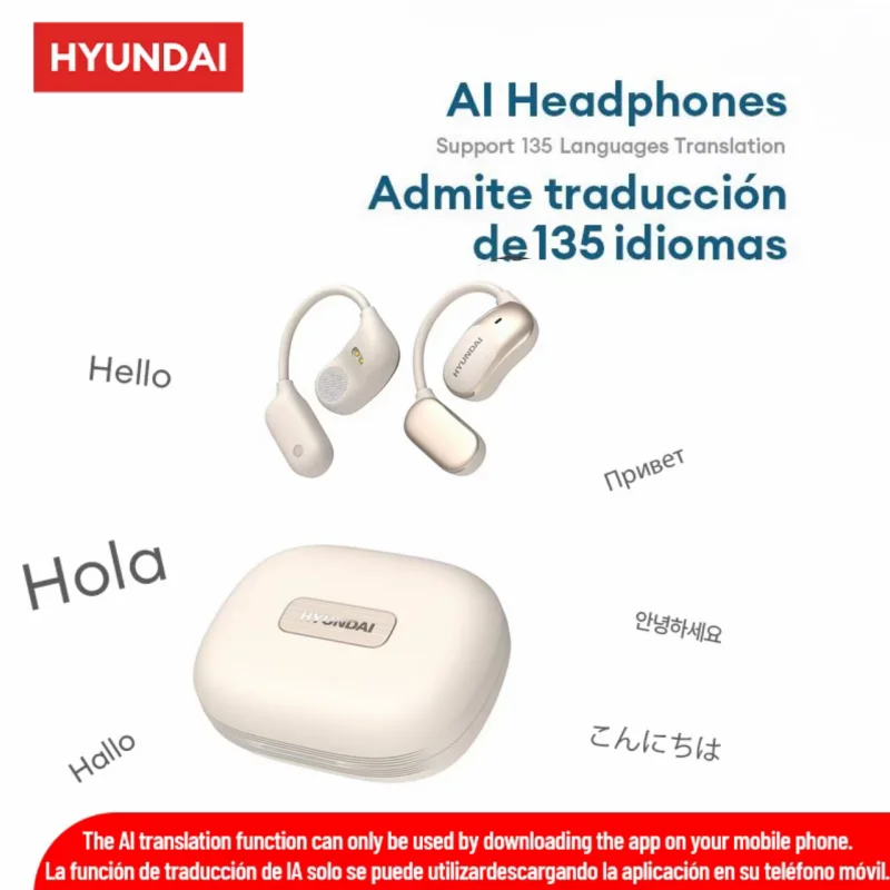HYUNDAI HY-Fit2 AI Bluetooth 5.4 Earphones Open Ear Wireless Headphones 135 language Face to Face interpretation For Working
HYUNDAI HY-Fit2 AI Bluetooth 5.4 Earphones Open Ear Wireless Headphones 135 language Face to Face interpretation For Working
