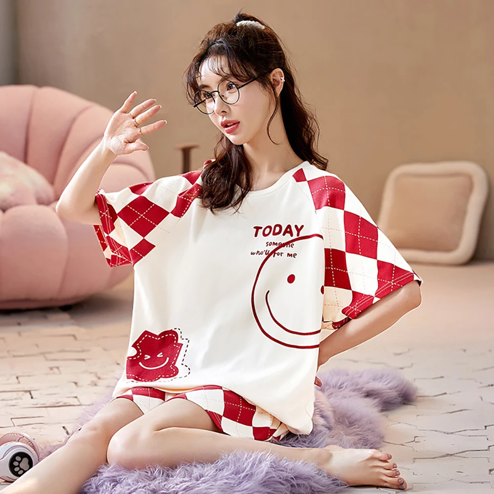 M-2XL 100% Cotton Cute Sweet Cartoon Home Clothes 2024 New Summer Short Sleeve Sleepwear Breathable Comfortable Women's Suit
M-2XL 100% Cotton Cute Sweet Cartoon Home Clothes 2024 New Summer Short Sleeve Sleepwear Breathable Comfortable Women's Suit