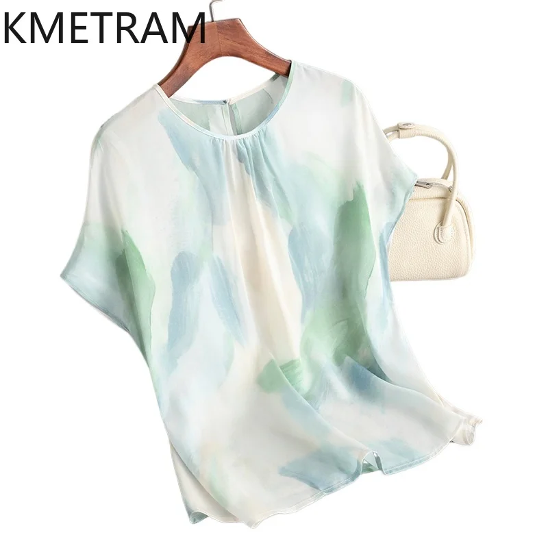 KMETRAM 100% mulberry silk T Shirts for Women Elegant Short Sleeve T-shirt Real Slik Summer Tops 2026 Woman Clothes Футболка
KMETRAM 100% mulberry silk T Shirts for Women Elegant Short Sleeve T-shirt Real Slik Summer Tops 2026 Woman Clothes Футболка