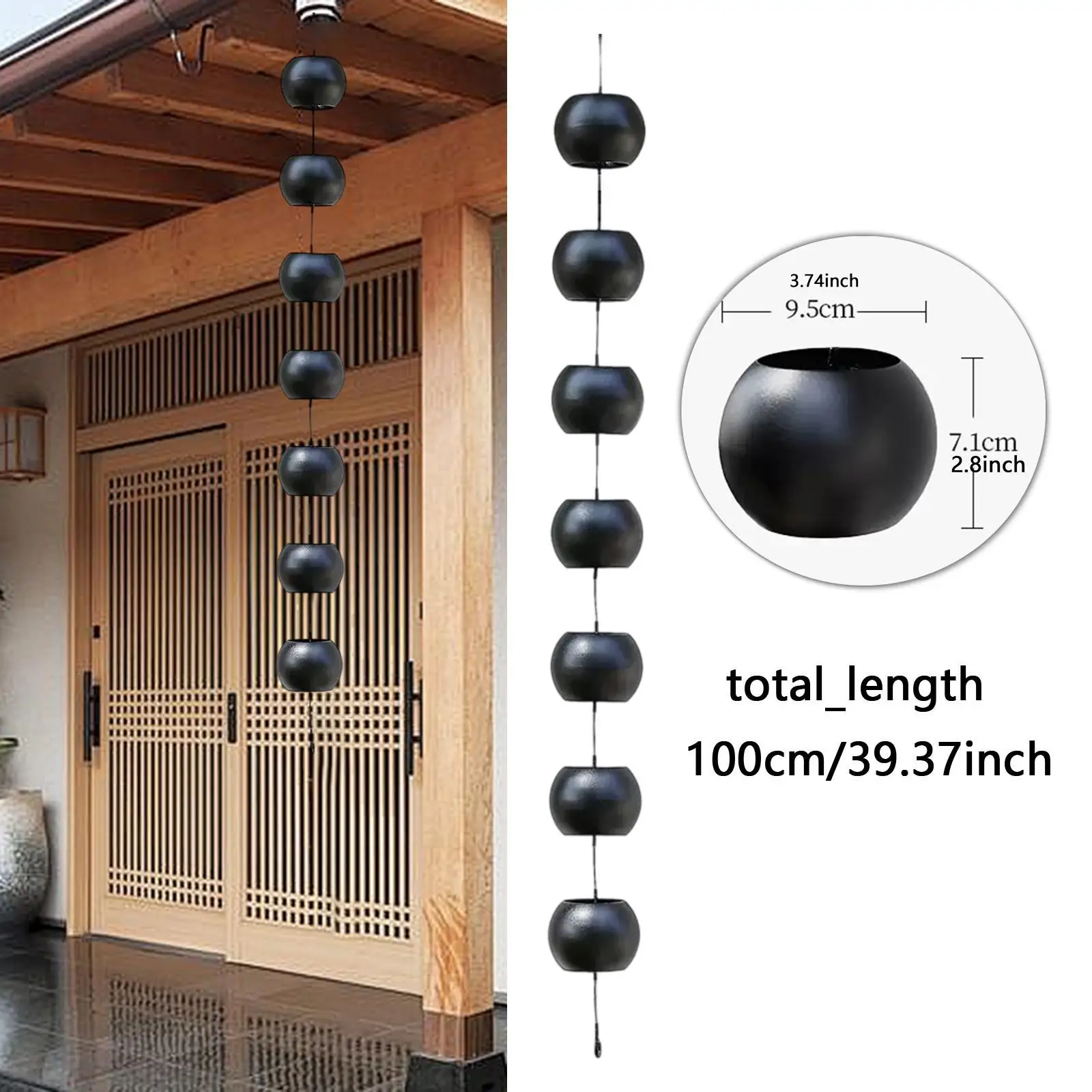 Ball Shaped Rain Chain Water Diverter Decorative Replacement Downspout 39.37in
Ball Shaped Rain Chain Water Diverter Decorative Replacement Downspout 39.37in