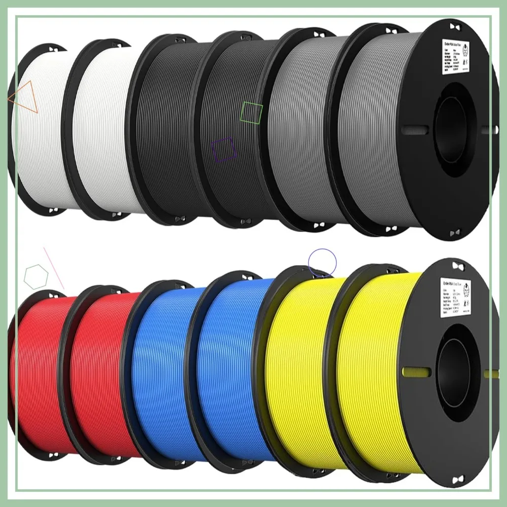 PLA 1.75mm 3D Printer Filament Bundle 12KG, 6 Colors, Dimensional Accuracy +/- 0.02mm, Strong & Tough, Fit for FDM Printers
PLA 1.75mm 3D Printer Filament Bundle 12KG, 6 Colors, Dimensional Accuracy +/- 0.02mm, Strong & Tough, Fit for FDM Printers