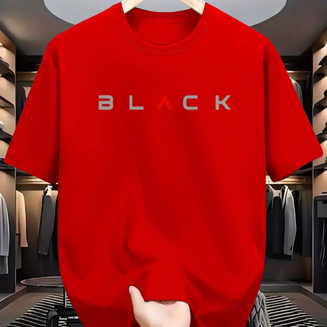 Summer men's 100% pure cotton casual loose fit plus size BLACK letter pattern printed round neck short sleeved T-shirt top
Summer men's 100% pure cotton casual loose fit plus size BLACK letter pattern printed round neck short sleeved T-shirt top