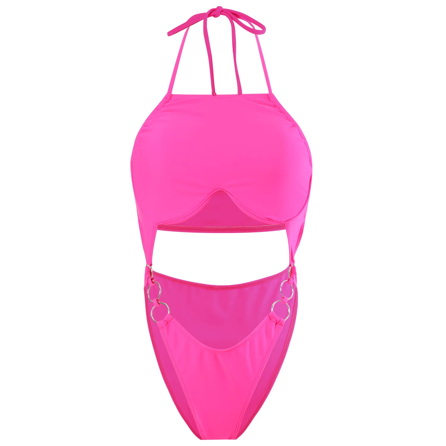 Sexy Neon Pink Bikini Set for Women Halter Top with Metal Ring Adjustable Tie Side High Waisted Bottom Beach Swimsuit
Sexy Neon Pink Bikini Set for Women Halter Top with Metal Ring Adjustable Tie Side High Waisted Bottom Beach Swimsuit