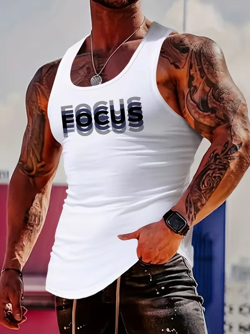 Mens Breathable Big And Tall Focus Letter Print Gym Tank Top Summer Sleeveless Muscle Workout Vest For Men Fitness Bodybuilding
Mens Breathable Big And Tall Focus Letter Print Gym Tank Top Summer Sleeveless Muscle Workout Vest For Men Fitness Bodybuilding