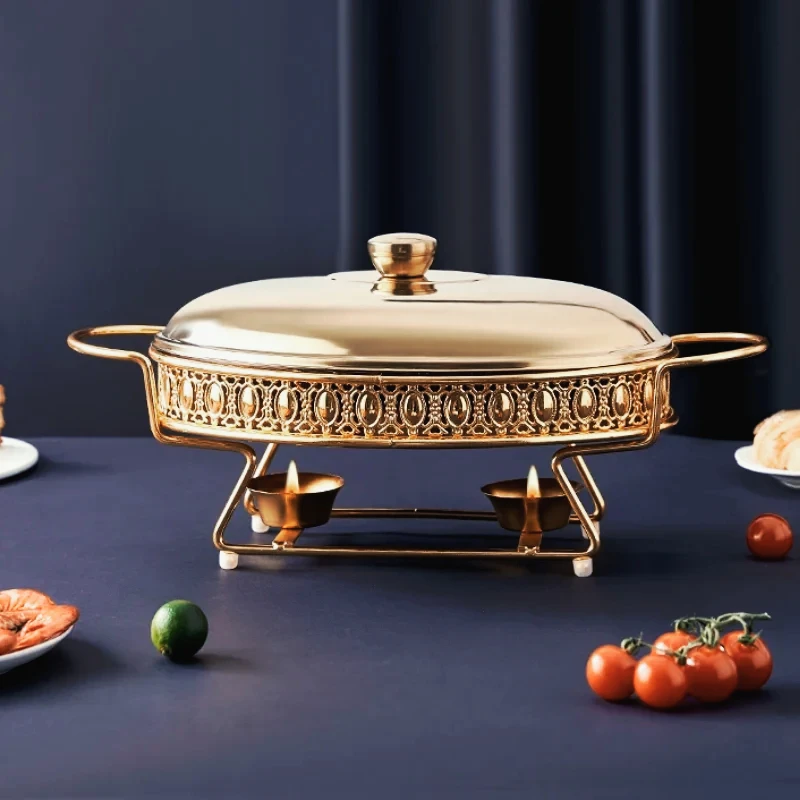 Luxury Golden Oval Food Warmer Stainless Steel Chafing Dish with Glass Lid for Hotel Wedding Buffet Server And Hot Pot
Luxury Golden Oval Food Warmer Stainless Steel Chafing Dish with Glass Lid for Hotel Wedding Buffet Server And Hot Pot