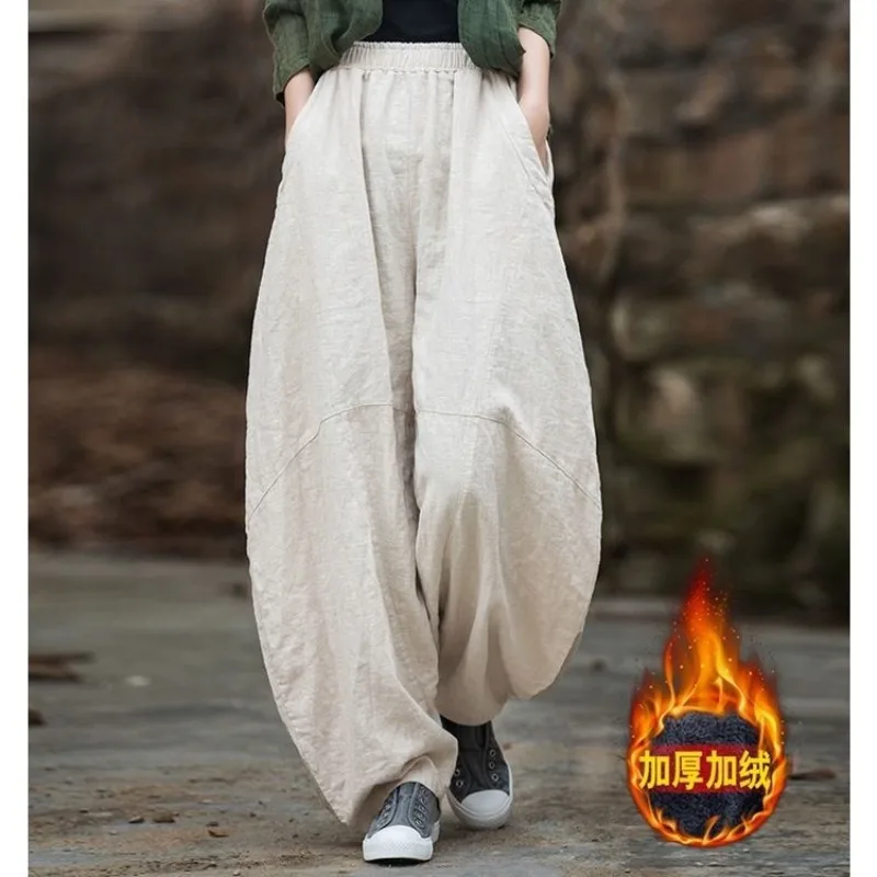 Elegant Women's Cotton Linen Baggy Cargo y2k Pants winter Elastic Waist Trousers Loose Casual Long Wide Leg Oversize Clothes
Elegant Women's Cotton Linen Baggy Cargo y2k Pants winter Elastic Waist Trousers Loose Casual Long Wide Leg Oversize Clothes