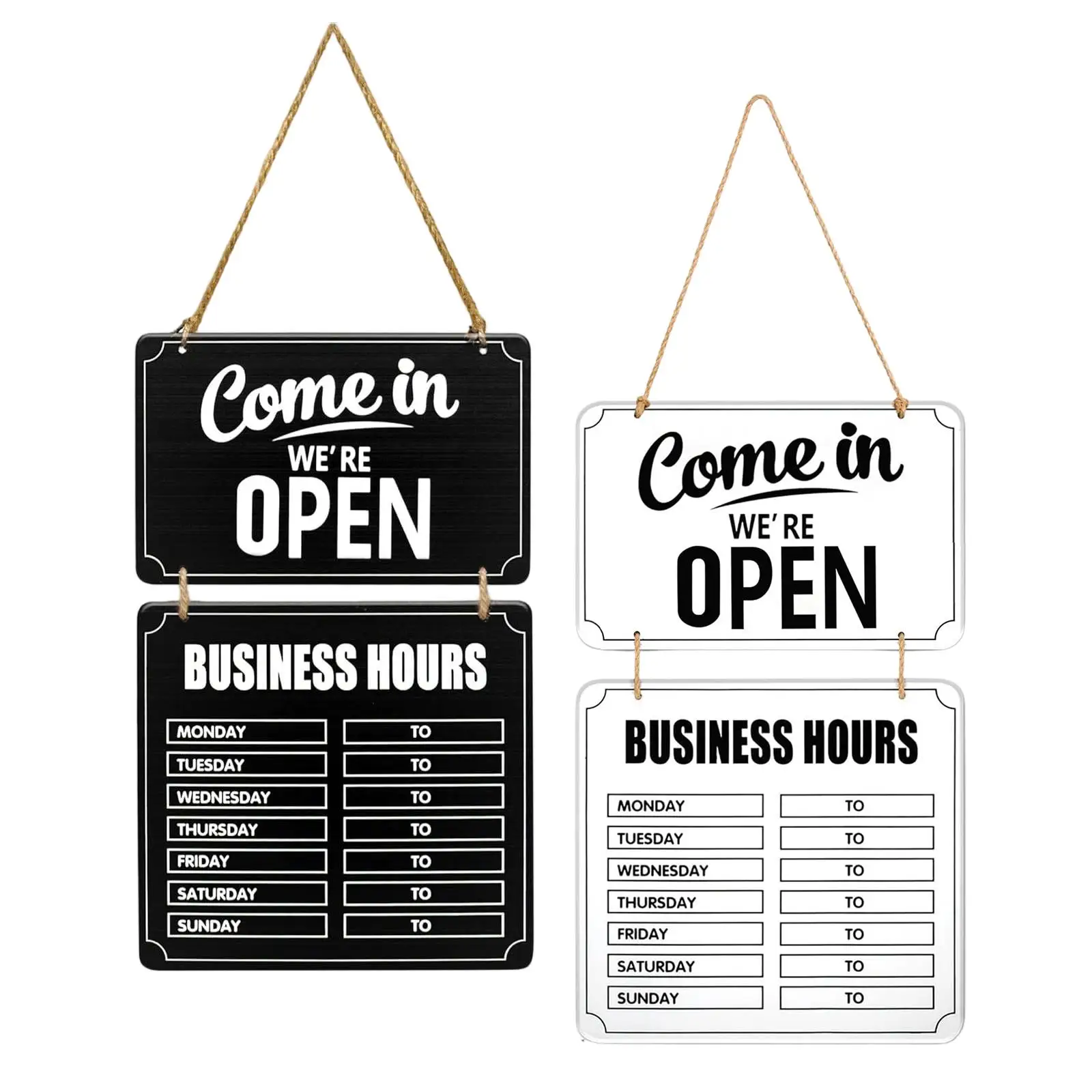 Business Hours Sign Welcome Chalk Board Changeable Double Sided with Time Stickers Open and Closed Mark for Restaurant Door
Business Hours Sign Welcome Chalk Board Changeable Double Sided with Time Stickers Open and Closed Mark for Restaurant Door