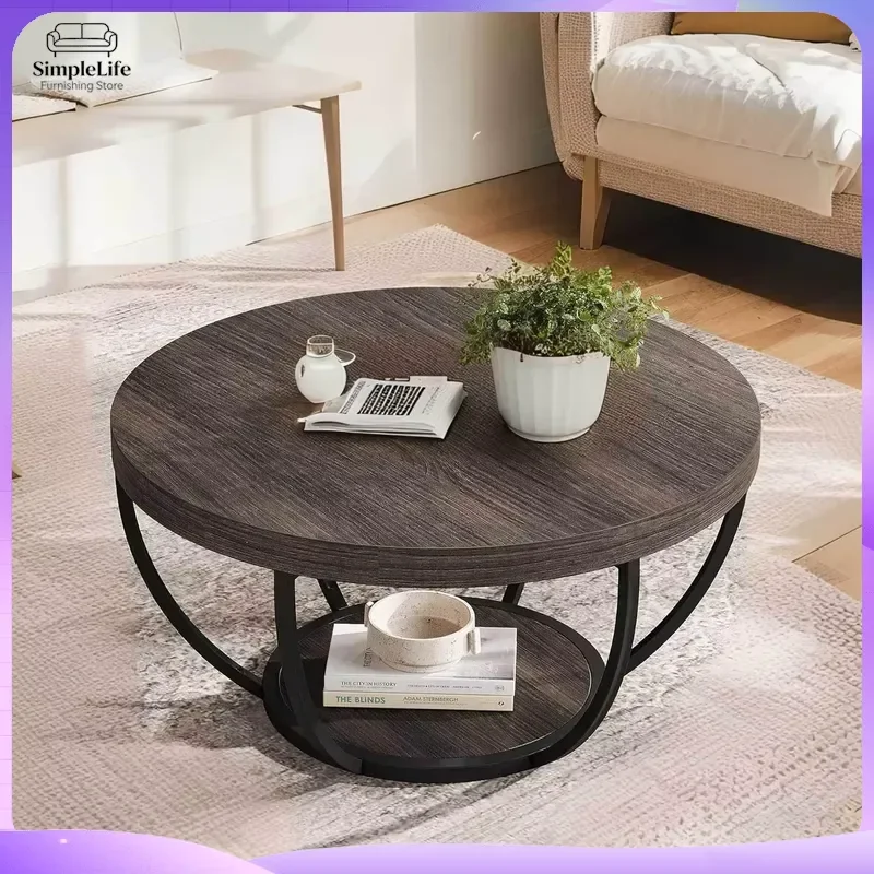 31.7 Inch Round Coffee Table 2 Tier Wooden Center Table with Storage Shelves Modern Living Room Accent Table Grey Minimalist
31.7 Inch Round Coffee Table 2 Tier Wooden Center Table with Storage Shelves Modern Living Room Accent Table Grey Minimalist