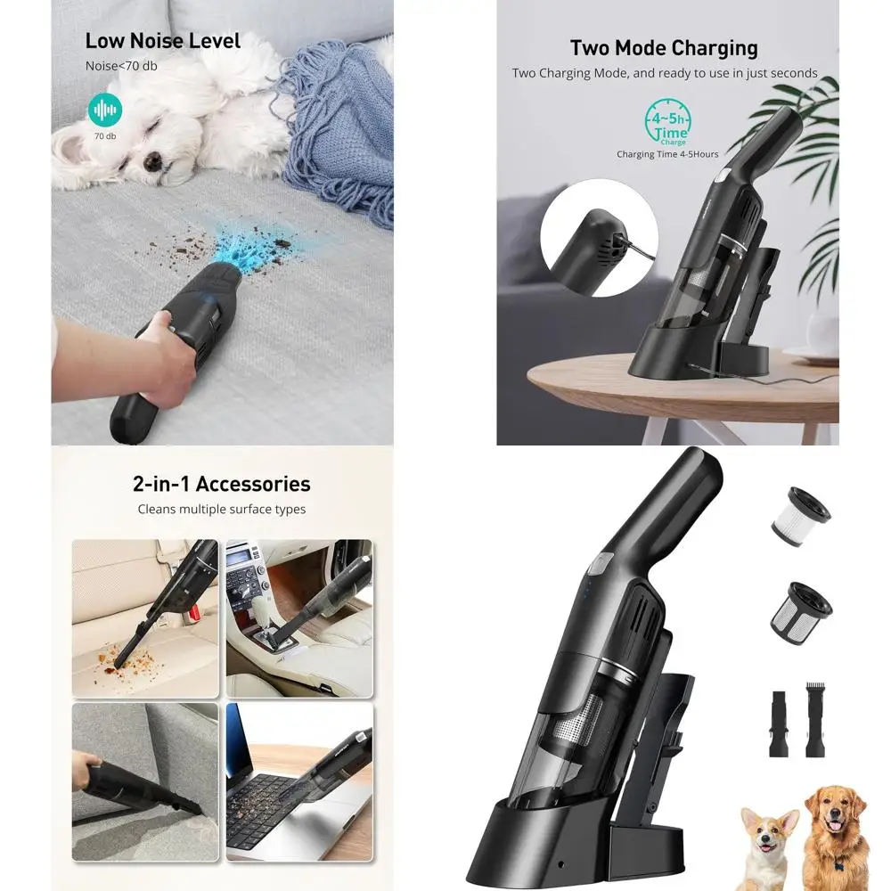 Portable 24KPA Car & Home Vacuum, 2-Speed, Dual Charging, Ergonomic Design, Black/Grey
Portable 24KPA Car & Home Vacuum, 2-Speed, Dual Charging, Ergonomic Design, Black/Grey