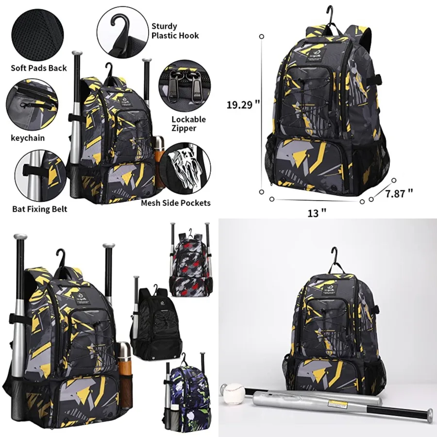 Sports BaseballSoftball Bat Bag For YouthAdults, Baseball Equipment Backpack Bag with Shoe Compartment, Fence Hook, Holds Bat,
Sports BaseballSoftball Bat Bag For YouthAdults, Baseball Equipment Backpack Bag with Shoe Compartment, Fence Hook, Holds Bat,
