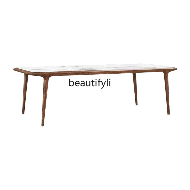 Modern simple walnut dining table marble countertop North American solid wood coffee table desk
Modern simple walnut dining table marble countertop North American solid wood coffee table desk