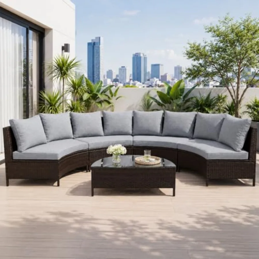 Outdoor Sectional Dining Set, L-Shaped PE Rattan Patio Furniture with Large Table and Bench, Wicker Sofa Set with 2 Integrated
Outdoor Sectional Dining Set, L-Shaped PE Rattan Patio Furniture with Large Table and Bench, Wicker Sofa Set with 2 Integrated